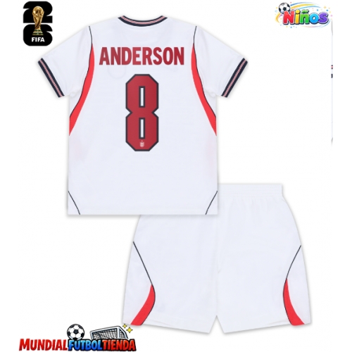 Camiseta Inglaterra Elliot Anderson #8 Primera Equipación Replica Mundial 2026 para niños mangas cortas (+ Pantalones cortos)